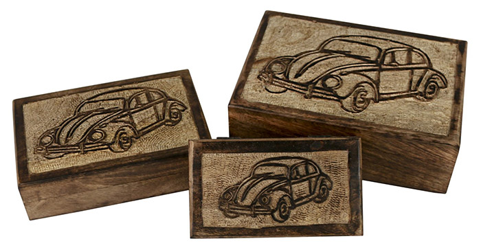 Wooden Set Of 3 Retro Car Design